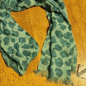 Coach Teal Green Leopard Print Lightweight Scarf